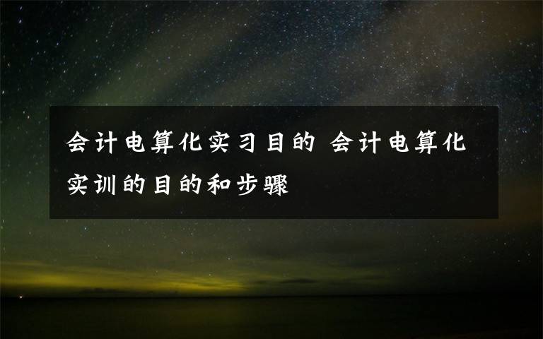 会计电算化实习目的 会计电算化实训的目的和步骤