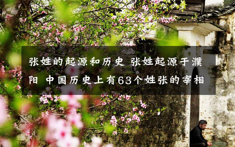 张姓的起源和历史 张姓起源于濮阳 中国历史上有63个姓张的宰相