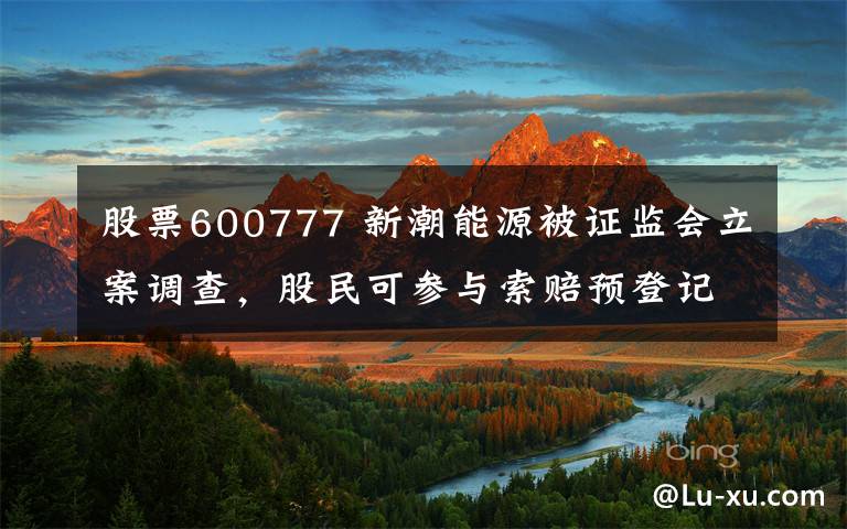 股票600777 新潮能源被证监会立案调查，股民可参与索赔预登记