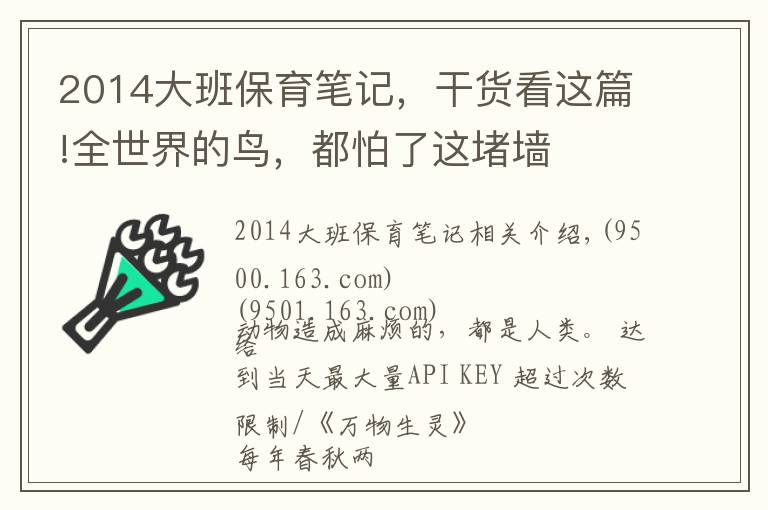 2014大班保育笔记，干货看这篇!全世界的鸟，都怕了这堵墙