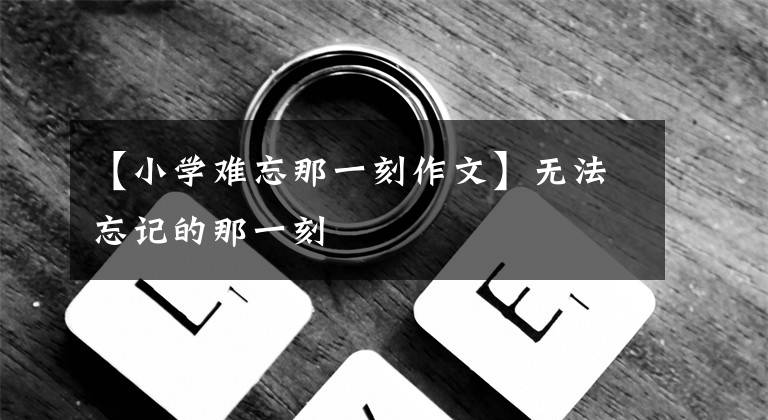 【小学难忘那一刻作文】无法忘记的那一刻