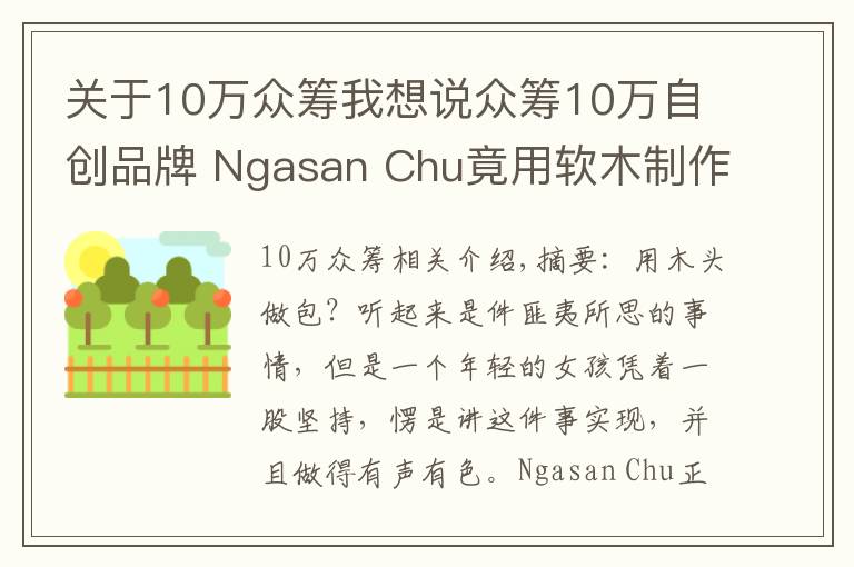 关于10万众筹我想说众筹10万自创品牌 Ngasan Chu竟用软木制作包包