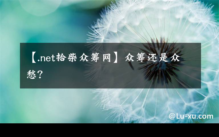 【.net拾柴众筹网】众筹还是众愁？