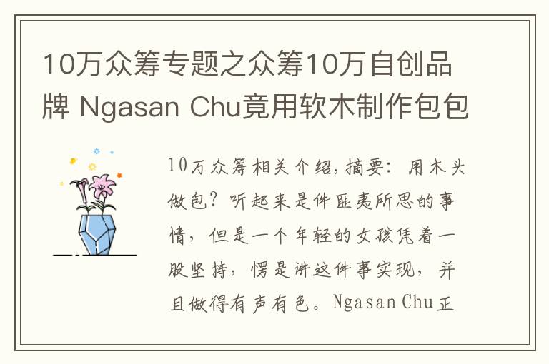 10万众筹专题之众筹10万自创品牌 Ngasan Chu竟用软木制作包包
