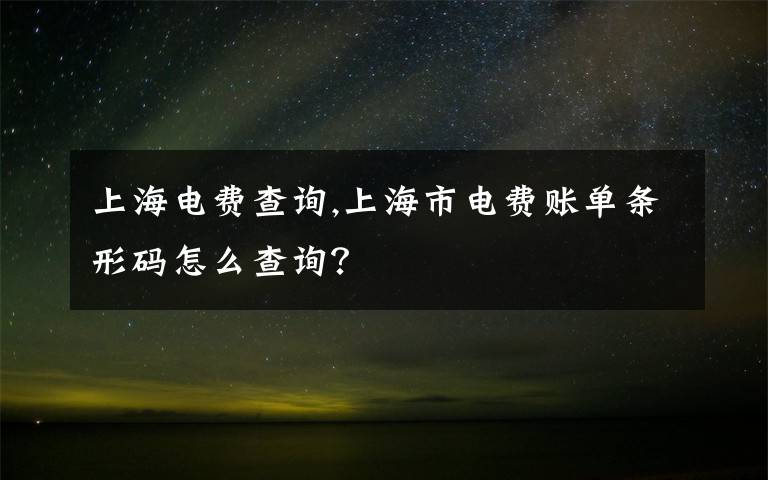 上海电费查询,上海市电费账单条形码怎么查询？