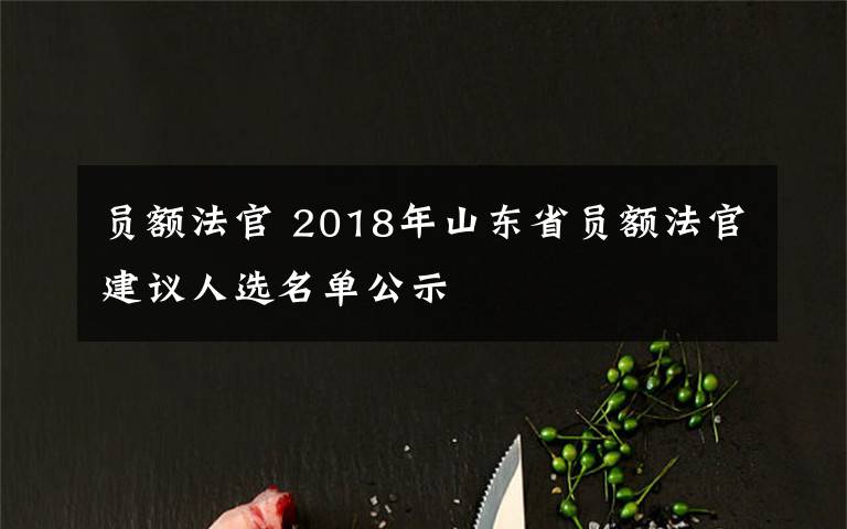 员额法官 2018年山东省员额法官建议人选名单公示