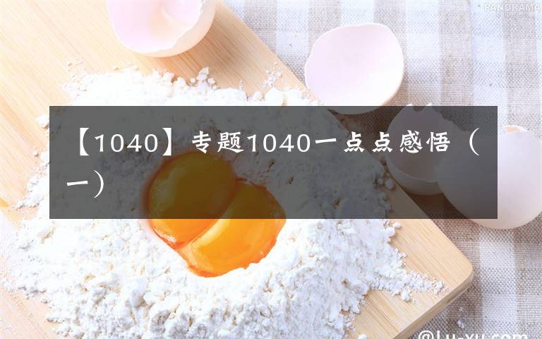 【1040】专题1040一点点感悟（一）