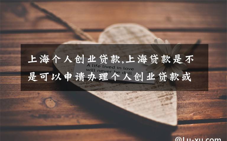 上海个人创业贷款,上海贷款是不是可以申请办理个人创业贷款或者是个人信用贷款