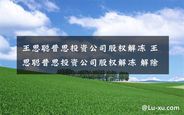 王思聪普思投资公司股权解冻 王思聪普思投资公司股权解冻 解除日期为4月7日