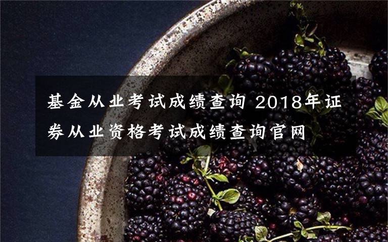 基金从业考试成绩查询 2018年证券从业资格考试成绩查询官网