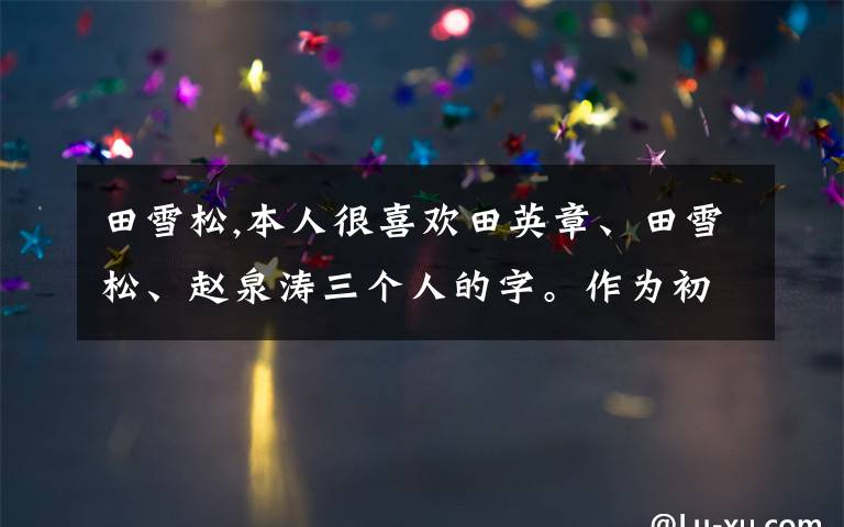 田雪松,本人很喜欢田英章、田雪松、赵泉涛三个人的字。作为初学者，学他们中的哪一位比较好呢？