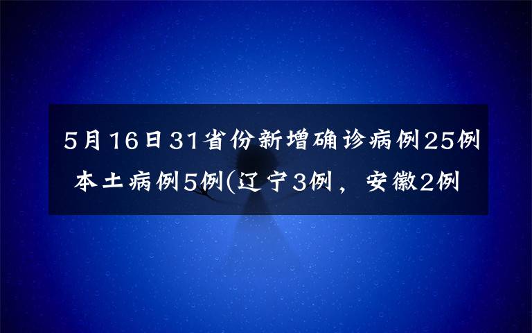 5月16日31省份新增确诊病例25例 本土病例5例(辽宁3例，安徽2例) 对此大家怎么看？