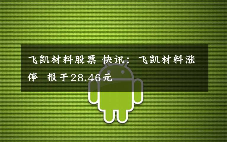 飞凯材料股票 快讯：飞凯材料涨停 报于28.46元