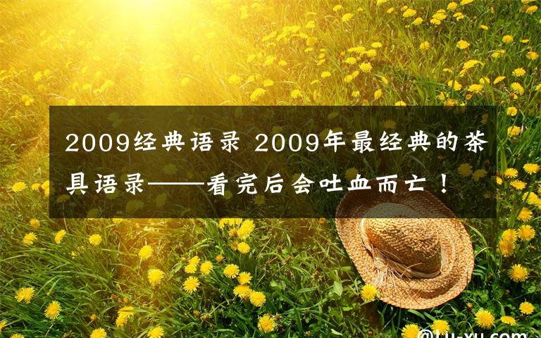 2009经典语录 2009年最经典的茶具语录——看完后会吐血而亡！