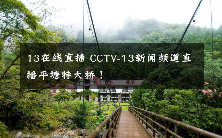 13在线直播 CCTV-13新闻频道直播平塘特大桥！