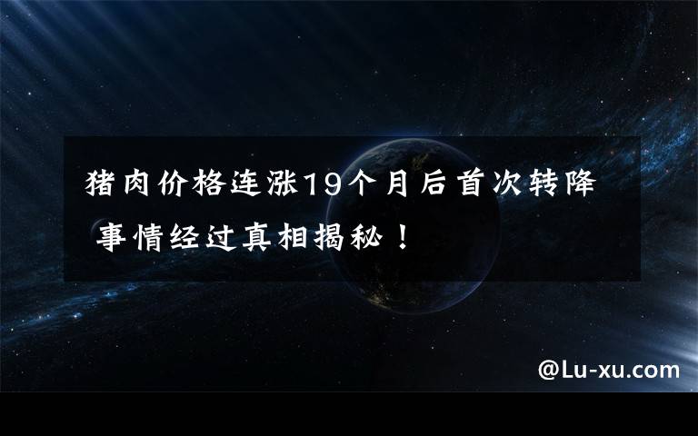 猪肉价格连涨19个月后首次转降 事情经过真相揭秘！