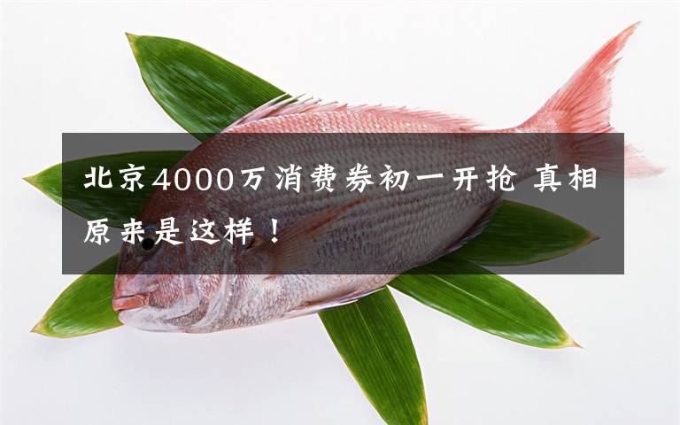 北京4000万消费券初一开抢 真相原来是这样！