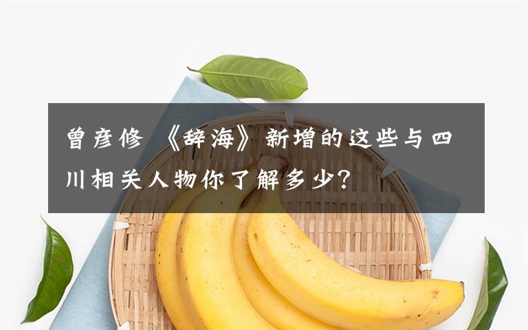 曾彦修 《辞海》新增的这些与四川相关人物你了解多少？