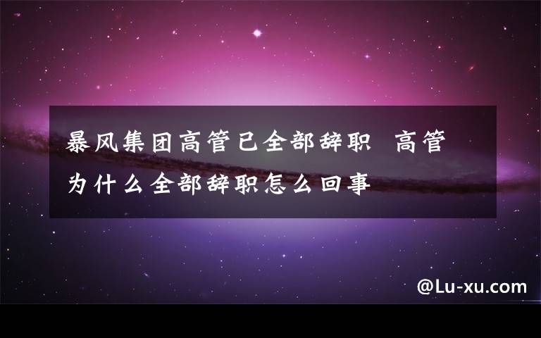 暴风集团高管已全部辞职  高管为什么全部辞职怎么回事