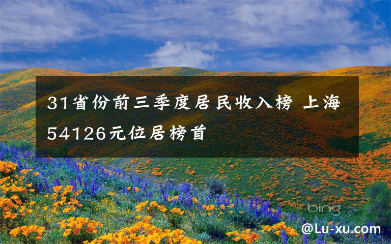 31省份前三季度居民收入榜 上海54126元位居榜首