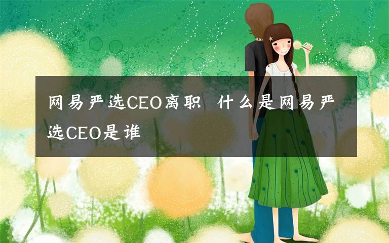 网易严选CEO离职 什么是网易严选CEO是谁