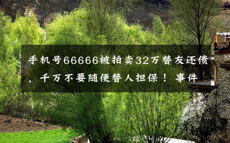 手机号66666被拍卖32万替友还债，千万不要随便替人担保！ 事件详情始末介绍！