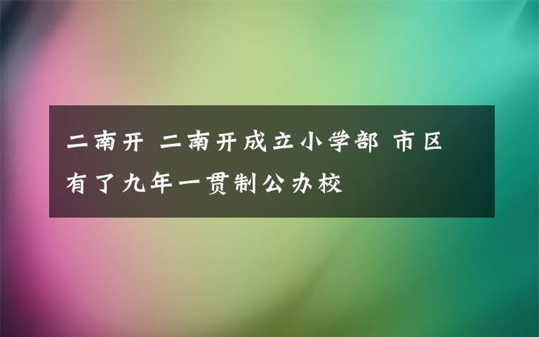 二南开 二南开成立小学部 市区有了九年一贯制公办校