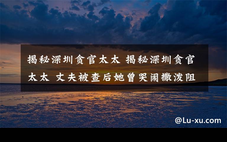 揭秘深圳贪官太太 揭秘深圳贪官太太 丈夫被查后她曾哭闹撒泼阻止搜查