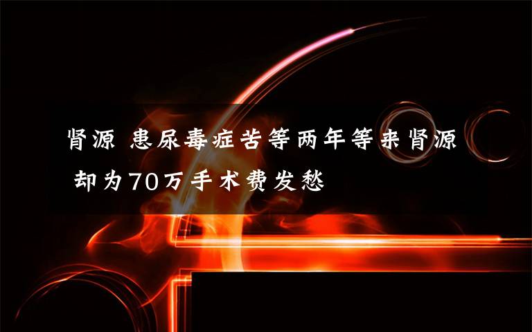 肾源 患尿毒症苦等两年等来肾源 却为70万手术费发愁