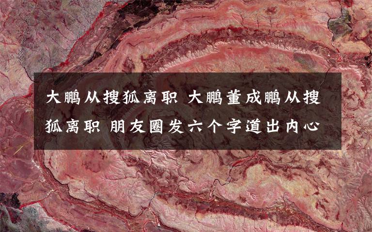 大鹏从搜狐离职 大鹏董成鹏从搜狐离职 朋友圈发六个字道出内心想法