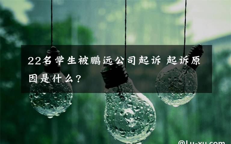 22名学生被鹏远公司起诉 起诉原因是什么?