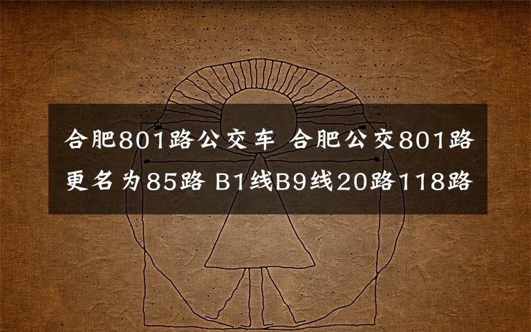 合肥801路公交车 合肥公交801路更名为85路 B1线B9线20路118路调整服务时间