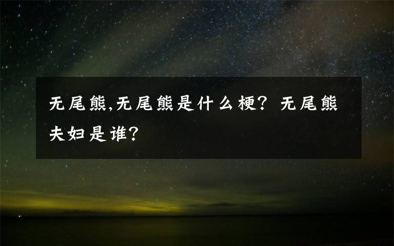 无尾熊,无尾熊是什么梗？无尾熊夫妇是谁？