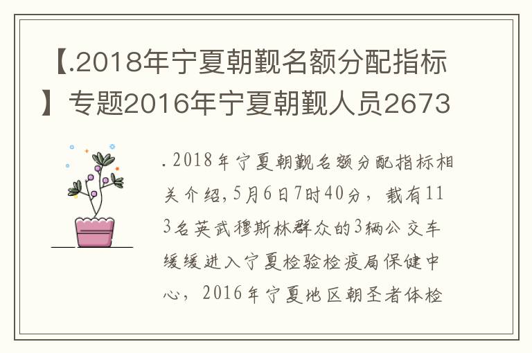 【.2018年宁夏朝觐名额分配指标】专题2016年宁夏朝觐人员2673人