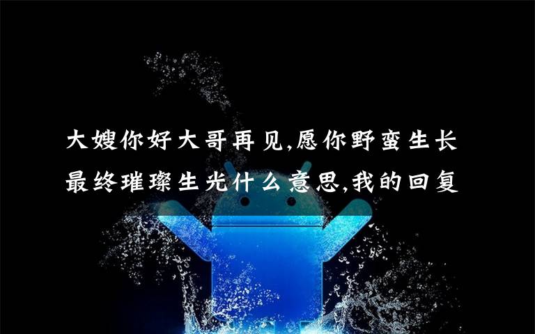 大嫂你好大哥再见,愿你野蛮生长最终璀璨生光什么意思,我的回复下一句？