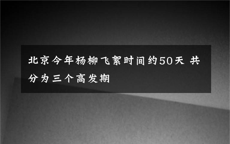 北京今年杨柳飞絮时间约50天 共分为三个高发期