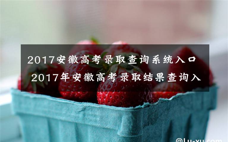 2017安徽高考录取查询系统入口 2017年安徽高考录取结果查询入口：安徽省教育招生考试院官网