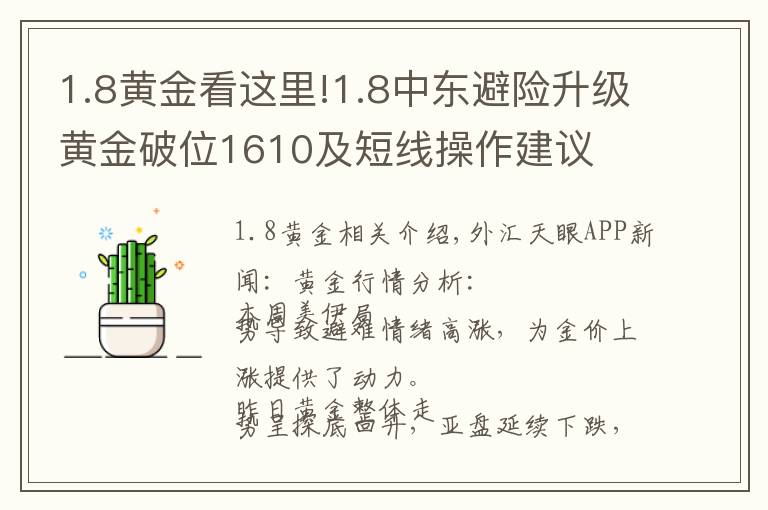 1.8黄金看这里!1.8中东避险升级黄金破位1610及短线操作建议