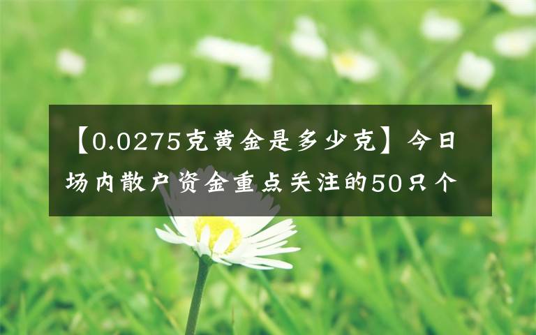 【0.0275克黄金是多少克】今日场内散户资金重点关注的50只个股