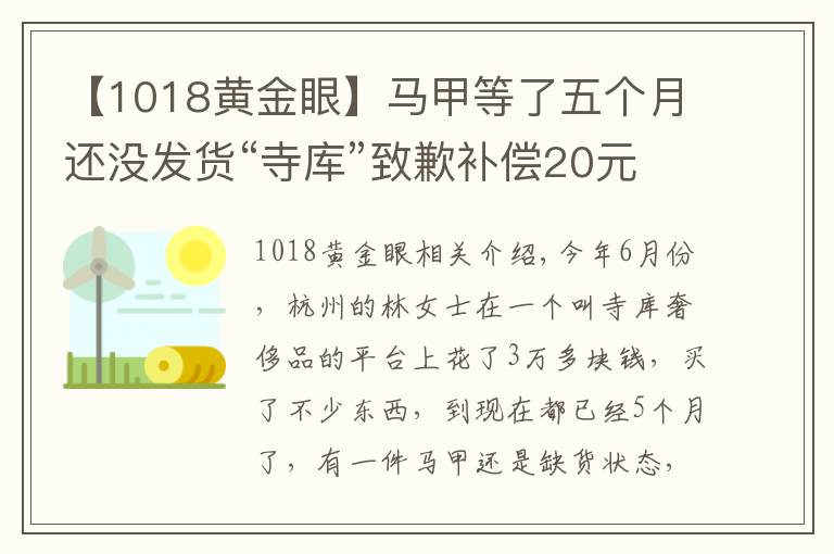 【1018黄金眼】马甲等了五个月还没发货“寺库”致歉补偿20元优惠券