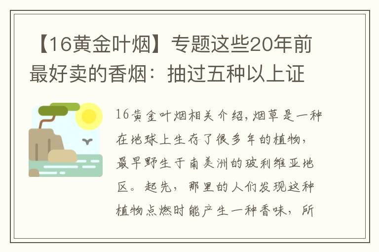 【16黄金叶烟】专题这些20年前最好卖的香烟：抽过五种以上证明你不在年轻了！