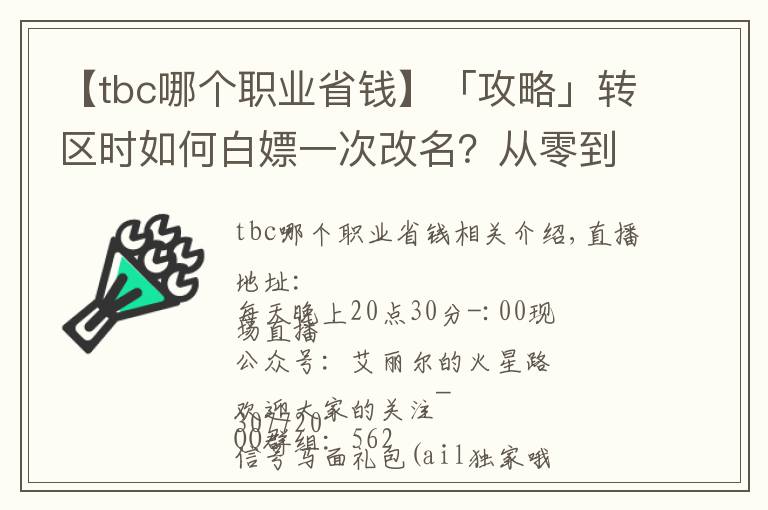 【tbc哪个职业省钱】「攻略」转区时如何白嫖一次改名？从零到化圣的第二周