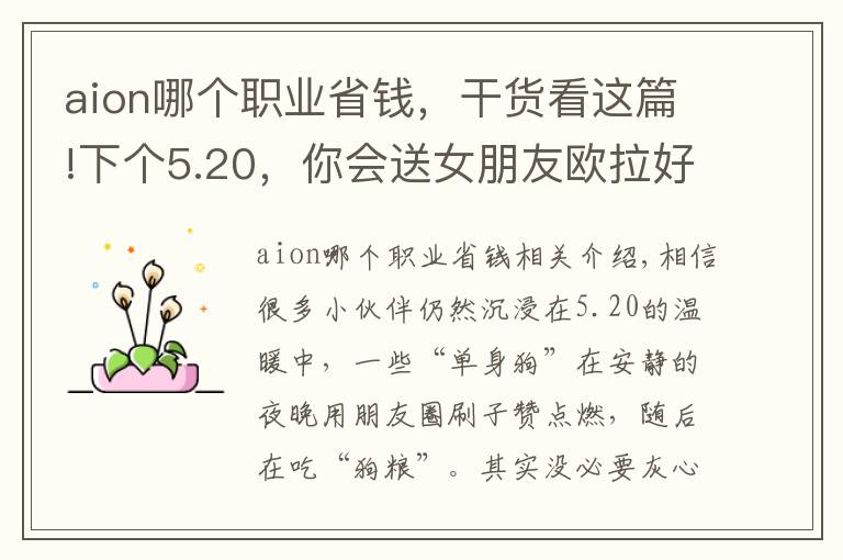 aion哪个职业省钱，干货看这篇!下个5.20，你会送女朋友欧拉好猫还是AION Y？