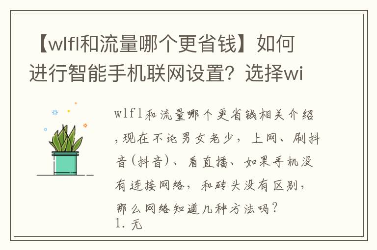 【wlfl和流量哪个更省钱】如何进行智能手机联网设置？选择wifi，流量还是个人热点？