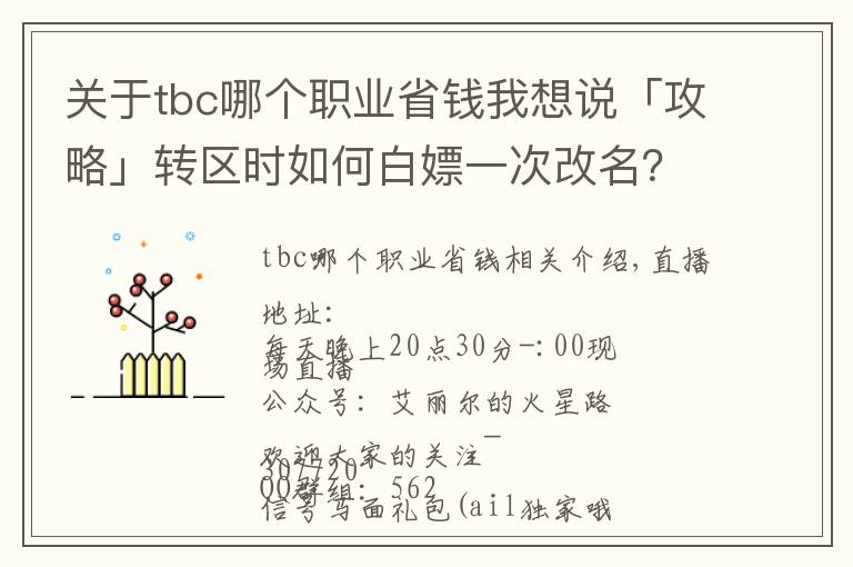 关于tbc哪个职业省钱我想说「攻略」转区时如何白嫖一次改名？从零到化圣的第二周