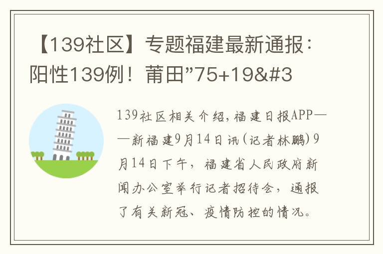 【139社区】专题福建最新通报：阳性139例！莆田"75+19"