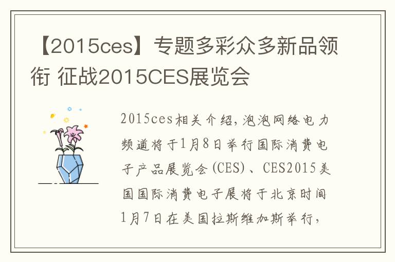 【2015ces】专题多彩众多新品领衔 征战2015CES展览会