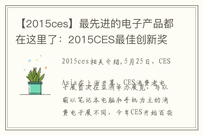 【2015ces】最先进的电子产品都在这里了：2015CES最佳创新奖