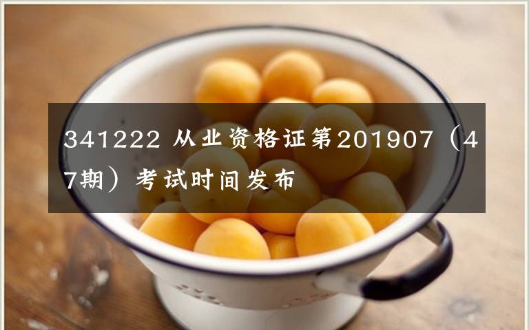 341222 从业资格证第201907（47期）考试时间发布