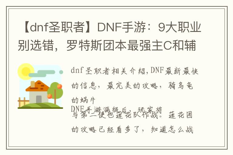 【dnf圣职者】DNF手游：9大职业别选错，罗特斯团本最强主C和辅助职业推荐